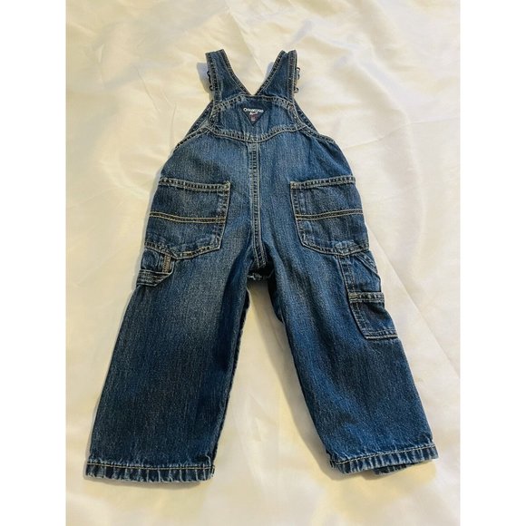 OshKosh B'gosh Vestbak Denim Bib Overalls Toddler 12 Months Blue Jeans Snaps - Picture 4 of 9